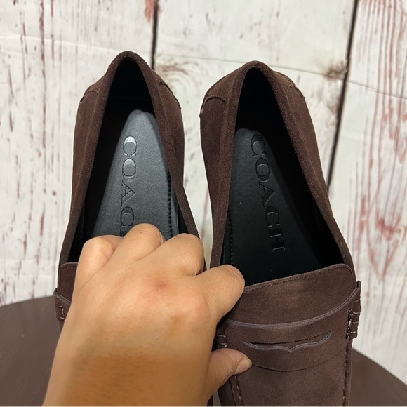Coach MOTT DRIVER DARK MAHOGANY Men\'s Suede Loafers driving shoes size 8D NiB